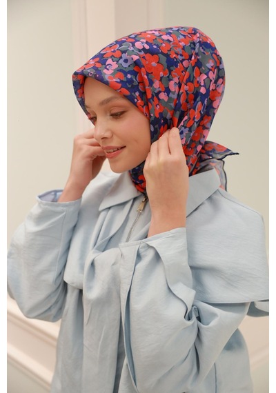 Silk Home Soft Eşarp 73081-21 Lacivert, Pembe, Turuncu, Yeşil Grilacivert, Pembe