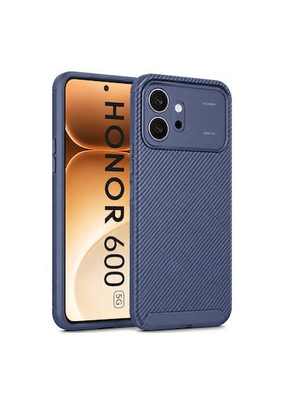 Huawei Honor 600 Kılıf Karbon Silikon Case Lacivert