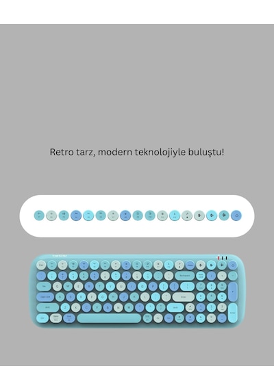 Kablosuz Klavye Ve Mouse Seti Sessiz Tuş, Retro Tasarım Optik