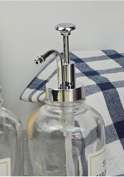Cam Sıvı Sabunluk Seti - 2li Spreyli Losyon Ve Sabun Dispenseri - 2x500 Ml Şeffaf
