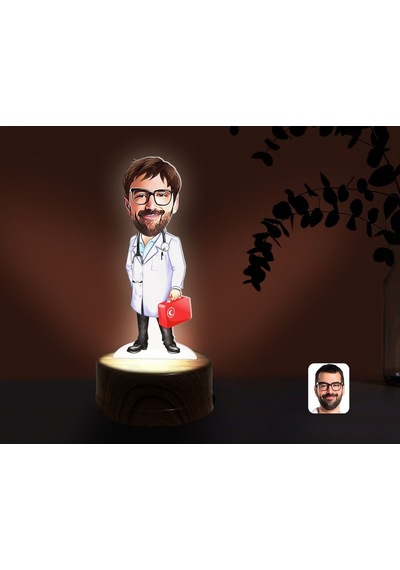 Kişiye Özel Erkek Acil Tıp Teknisyeni Karikatürlü Dekoratif 3D Bi Çok Renkli