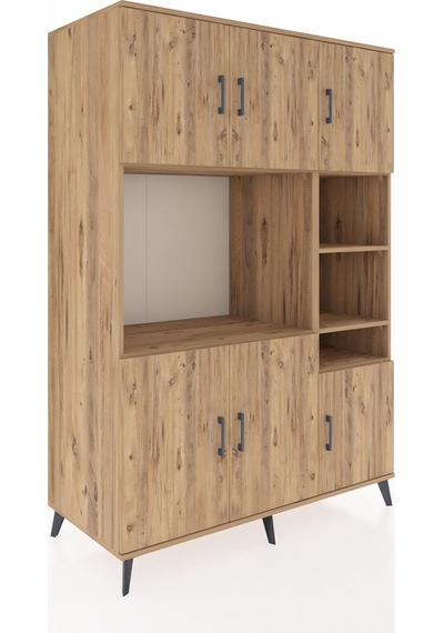 Kronos Dolap 10 Raflı 6 Kapaklı 132x59x195 Çam-çam/çam Çam