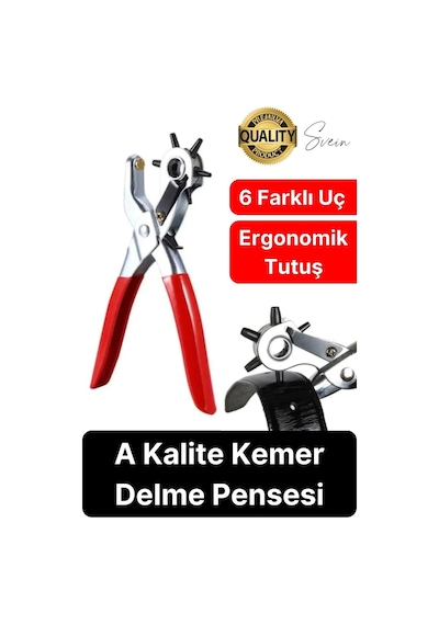 6 Uçlu Kemer Ve Deri Delme Delici Aleti Ergonomik Saplı Metal Çelik Delgeç Hızlı Pratik Kolay Zımba