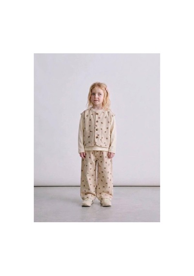 Fleurs Chic Paris Bear Denim Takım 3 Parça Krem