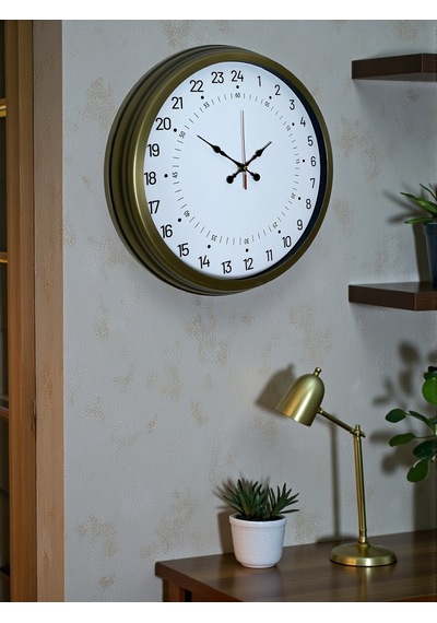40 Cm Eskitme Metal 24 Saat Göstergeli Özel Tasarım Duvar Saati Pl-4097e