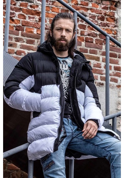 Cipo & Baxx Cm206 Siyah Ve Beyaz Erkek Şişme Mont Siyah