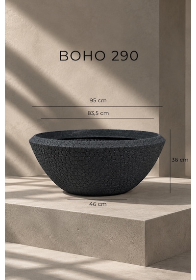 Bostann Dekoratif Saksı - Boho 290 - 157l - Antrasit