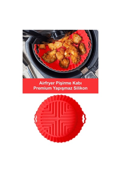 Airfryer Silikon Pişirme Kabı - Kırmızı - Tüm Airfryer'lara Uyumlu Silikon Kırmızı Diğer