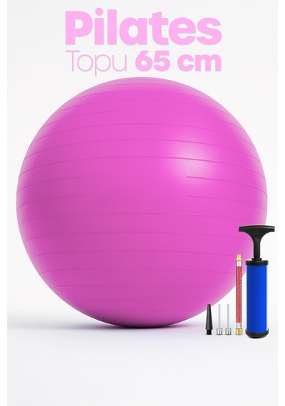 65 Cm Pilates Topu Ve Pompa Seti 155-170 Cm Boy İçin Uygun Dayanıklı Anti-slip Pembe