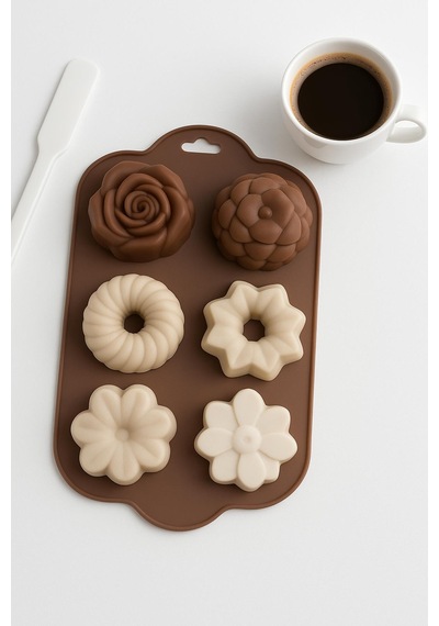 Silikon Kek Ve Çikolata Kalıbı 6 Lı Krem Renk Pasta Tatlı Muffin Kalıbı Mor