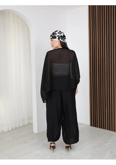 Nazzain Oversize Tül Gömlek Siyah