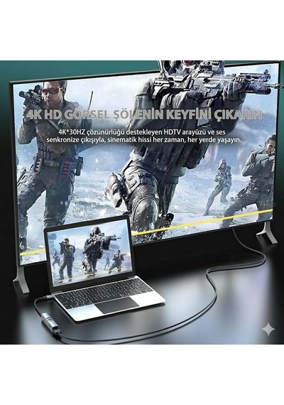 7in1 4k Hdmi 2xusb 3.0 Sd Tf Kart Okuyucu Pd 100w Type-c Şarj Çevirici Adaptör
