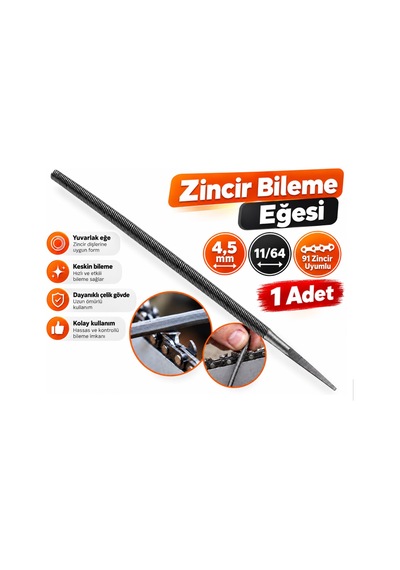 Algaride 4,5 Mm 11/64 Motorlu Testere Zincir Eğesi 91 Tip Zincir Uyumlu Yuvarlak Bileme Eğesi 1adet
