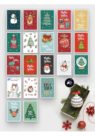 Postermanya 20'li Yılbaşı Kartpostal Seti - Yılbaşı Kartı, Yeni Yıl Kartı, Yılbaşı Kartları, Noel Tebrik Ka