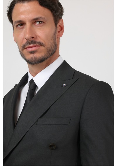 İmza Siyah Kırlangıç Yaka Kruvaze 6 Drop Slim Fit Tam Astar Esnek Takım Elbise 1001260159