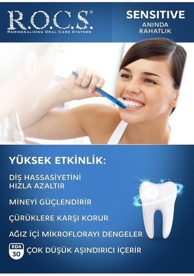 Rocs Sensitive Instant Relief - Anında Ferahlık Florürsüz Diş Macunu 75 Ml 3 Paketi Ağız Kokusu Önleyici