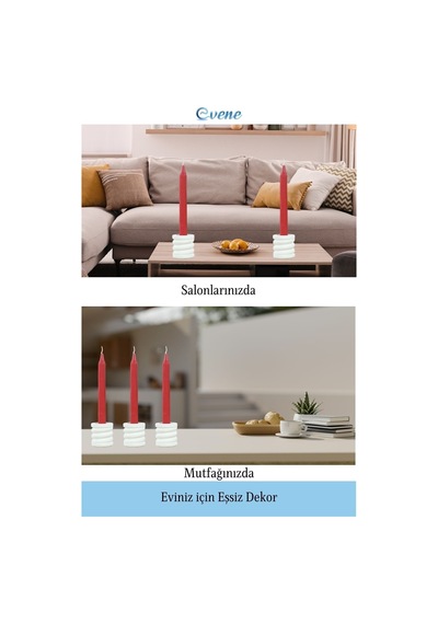 Eskitme Mumluk Şamdan 3 Adet Tealight Ve İnce Mum Uyumlu Spiral Model - Beyaz