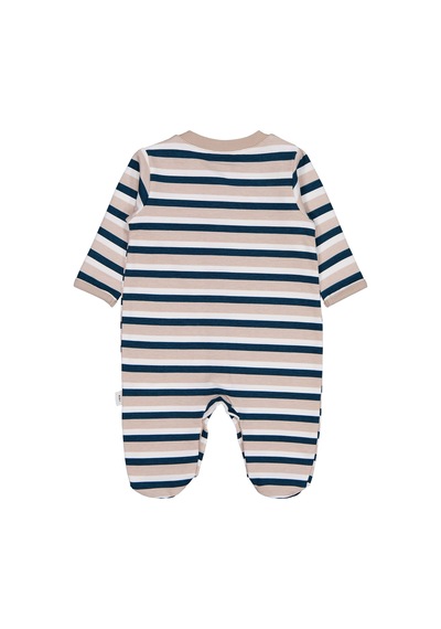 Civil Baby Çizgili 26 Baskılı Şapkalı 1-9 Ay Tulum - Bej Açık Vizon