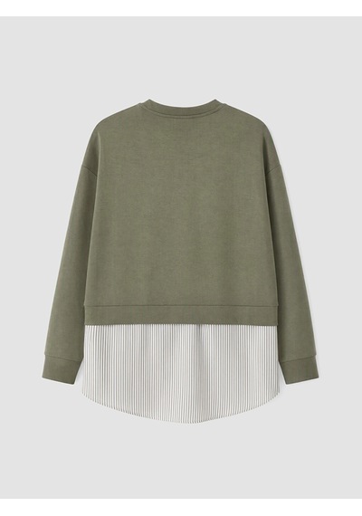 Lcw Modest Yeşil Soft Touch Çizgili Kadın Sweatshirt Tunik