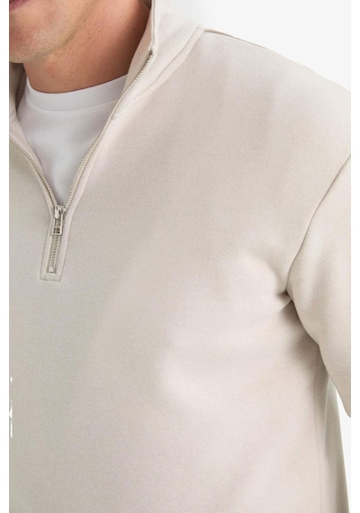 Defacto Regular Fit Dik Yaka Yarım Fermuarlı İçi Yumuşak Tüylü Basic Düz Sweatshirt X7405az25aubg766 Bej