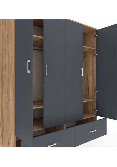 Kronos Gardrop 6 Raflı 2 Çekmeceli 2 Askılı 176x59x221 Çam-antrasit Beyaz Kronos Gardrop 6 Raflı 2 Çekmeceli 2 Askılı 176x59x221 Çam-antrasit Beyaz