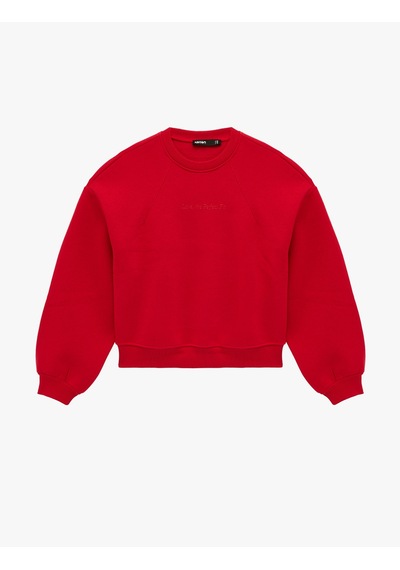 Koton Şardonlu Baskılı Uzun Kollu Bisiklet Yaka Sweatshirt Kırmızı 6sak10149ek Kırmızı