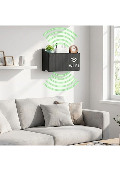 Buffer Duvar Tipi Wi-fi Modem Saklama Kutusu Siyah Kablo Düzenleyici Router Raf Organizer