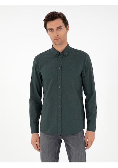 Cacharel Koyu Yeşil Slim Fit Uzun Kollu Gömlek Cacharel Koyu Yeşil Slim Fit Uzun Kollu Gömlek