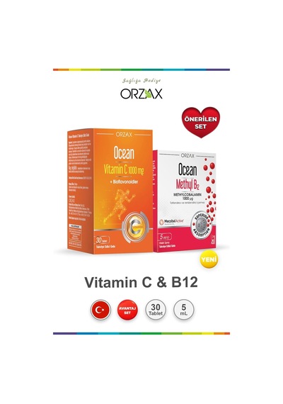 Orzax Ocean Vitamin C 1000 Mg 30 Tablet & Methyl B12 5 Ml Set