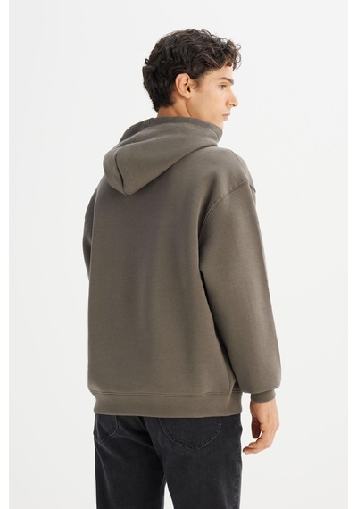 Lee Erkek Mid Logo Hoodie Erkek Sweatshirt L2520157801 Haki