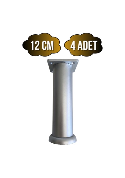 Plastik Gümüş Ayarlı Ayak Mobilya Masa Ve Dolap Ayağı 12cm Gümüş - Gri 4 Adet Gümüş