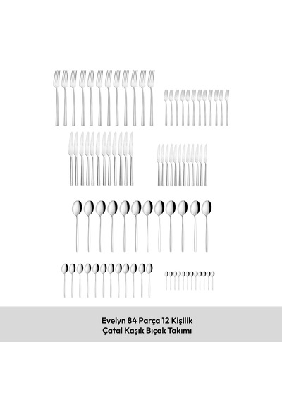 Emsan Çınar 84 Parça 12 Kişilik Çatal Kaşık Bıçak Takımı Çelik