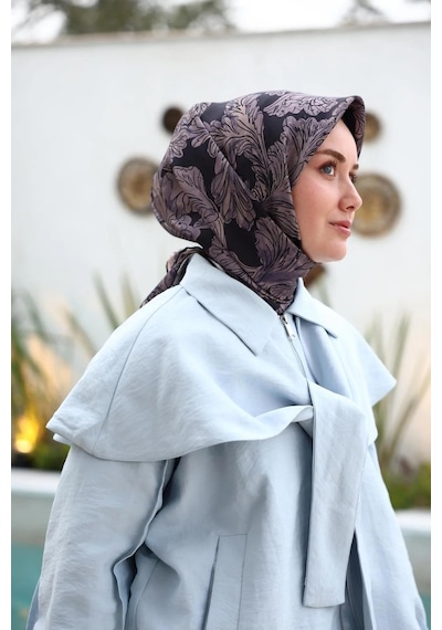 Silk Home Twill İpek Eşarp - 11468-32 Lacivert Mor