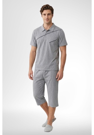 Mecit Pijama Mecit 4007 Gri Büyük Beden %100 Pamuk Kapri Erkek Pijama Takımı Mecit Pijama Mecit 4007 Gri Büyük Beden %100 Pamuk Kapri Erkek Pijama Takımı
