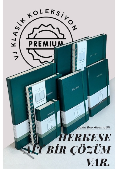 Nota Bene Premium Sert Kapak Defter, 14.8x21, Çizgili Yeşil