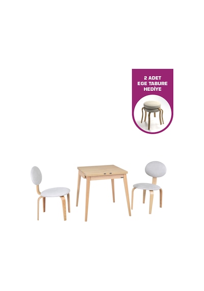 Vilinze Ege Sandalye Avanos Ahşap Mdf Mutfak Masası Takımı - 70x140 Cm Lodos