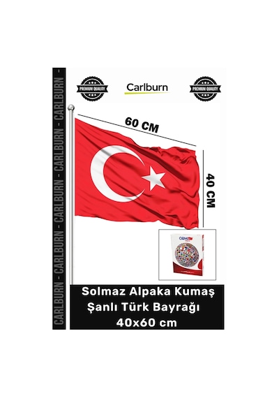 Şanlıbayrak Kaliteli Dış Mekan Solmaz 40x60 Cm Alpaka Kumaş Ay Yıldızlı Şanlı Türk Bayrağı 1