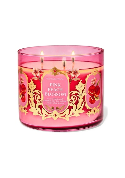 Bath & Body Works Pink Peach Blossom Büyük Mum 411 G Beyaz