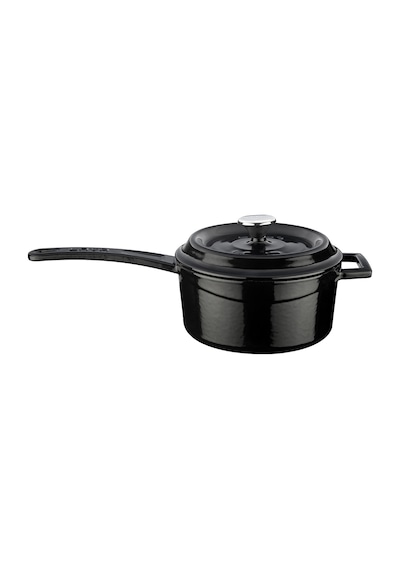 Lava Döküm Yuvarlak Sos Tenceresi. Metal Saplı Çap(Ø16 cm. - Siya