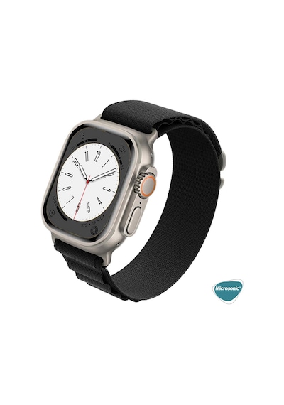 Microsonic Apple Uyumlu Watch Ultra Kordon Alpine Loop Siyah
