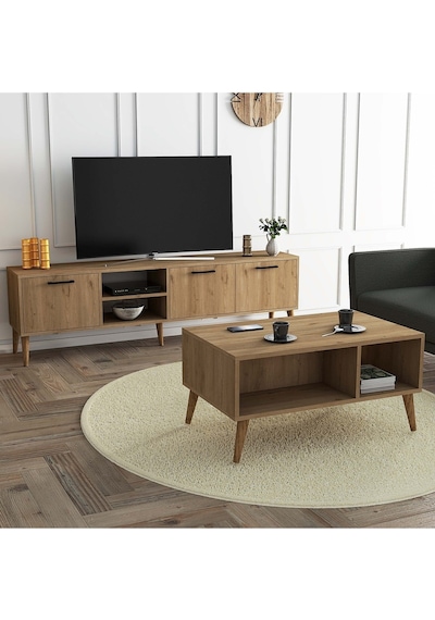 Set 1587-2076 Exxen 180 Cm Tv Ünitesi + Exxen Orta Sehpa - Sepet Rengi