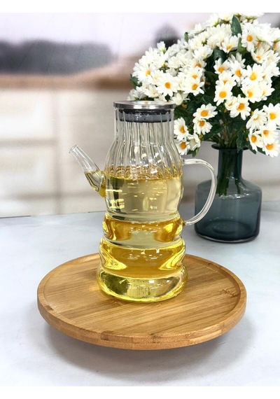 Metal Kapaklı Cam Yağdanlık 1000 Ml 1000 Ml Şeffaf
