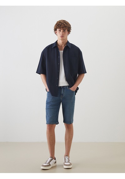Lcw Jeans İndigo Standart Kalıp Erkek Jean Şort