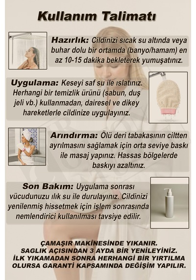 Ekru Lastikli Banyo Duş Kesesi Peeling Eldiveni %100 Floş Ipek Hassas Ciltler Için