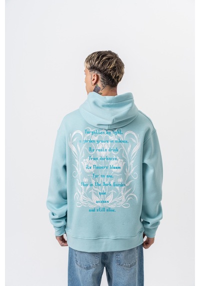 Respire Erkek Garden Baskılı Kapüşonlu Oversize Hoodie Bebe Mavi