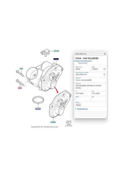 Gaz Kelebek Yuvası Benzinli Fiesta Focus 1.25 Zetec-s Pıe 7.03703.72.0 - 2s6u 9f991 Ga