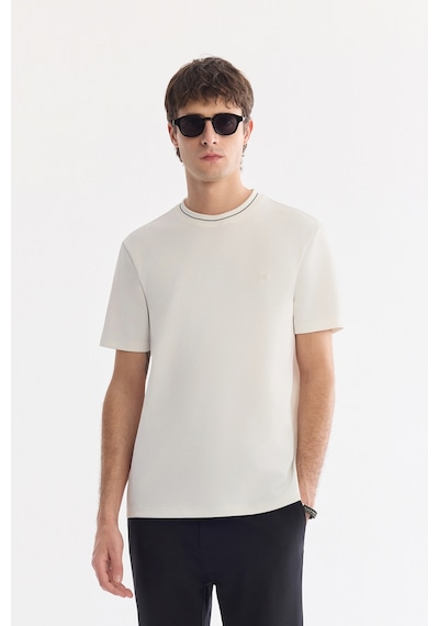 Avva Erkek Ekru Bisiklet Yaka Kolay Ütülenen Regular Fit T-shirt A61y1034