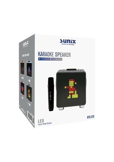 15w 11x11 Piksel Led Ekranlı Karaoke Bluetooth Hoparlör Mavi Bts-270