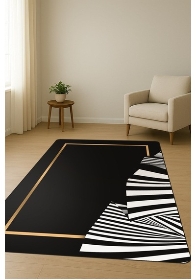 Modern Desenli Dijital Baskı Kaymaz Taban Halı H0122 Renkli