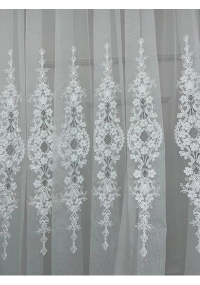 Selen 2895 Gümüş 1/2,5 Pileli Tül Perde, 100 X 270 Çok Renkli